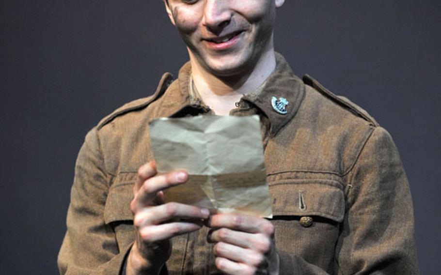 Letters from his mother and the girl both he and his brother love, raise the spirits of Pvt. "Tommo" Peaceful, portrayed here by Mark Quartley in the theater production of "Private Peaceful," which will open Sept. 18 in London.