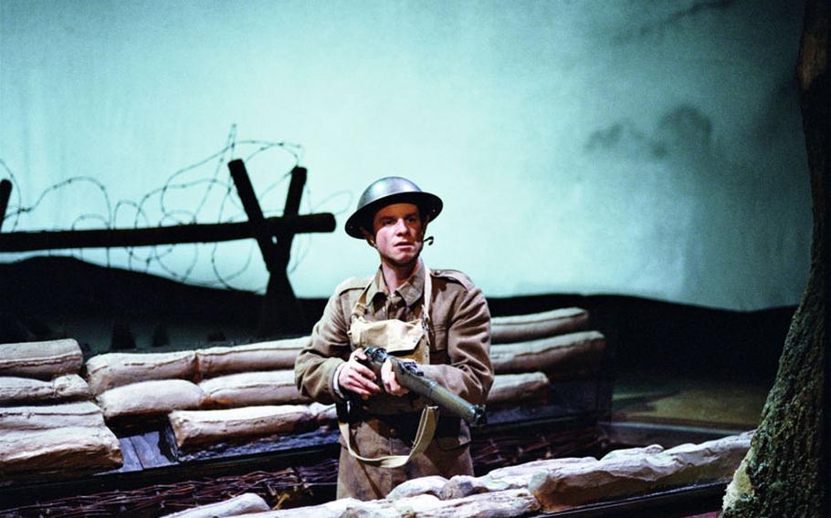 Paul Chequer as Pvt."Tommo" Peaceful goes to war for king and country on the front line of World War I. The stage production of "Private Peaceful" tells a bittersweet story of brotherly love set against wartime.