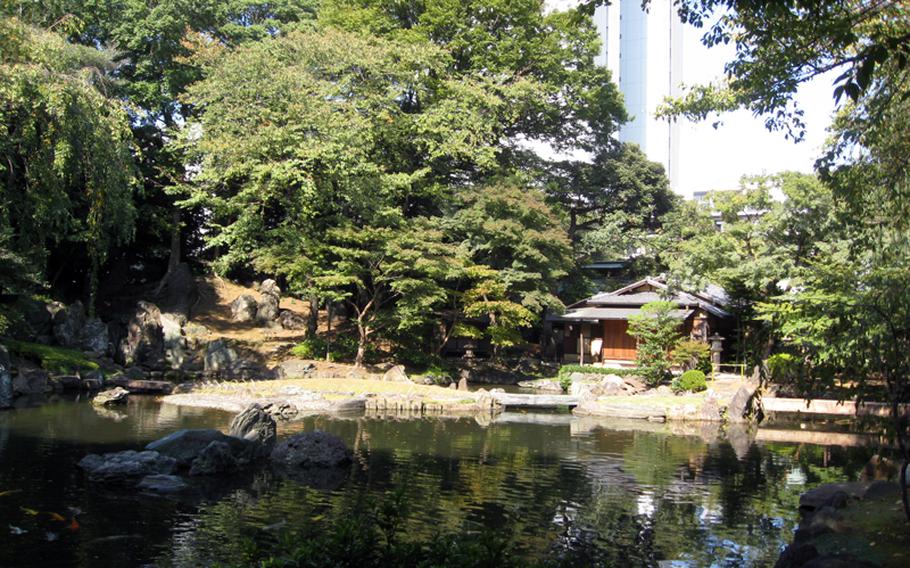 The Shinchi Teien, or Sacred Pond Garden, provides a peaceful place to sit on the grounds of the Yasukuni Shrine.