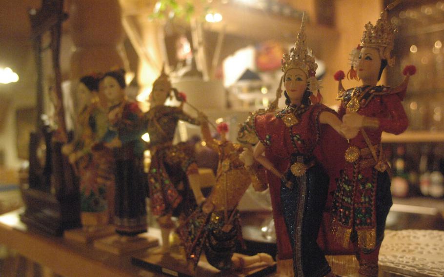 Asian dolls add to the atmosphere at Sai Nam Thai restaurant in Freihung, Germany, near U.S. Army Garrison Grafenwöhr. The restaurant mixes Asian and Bavarian influences in its decor.