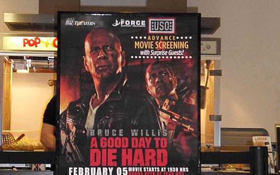 The movie theater at Ramstein Air Base, Germany, gave wounded soldiers a sneak peek at "A Good Day to Die Hard" on Feb. 5. 