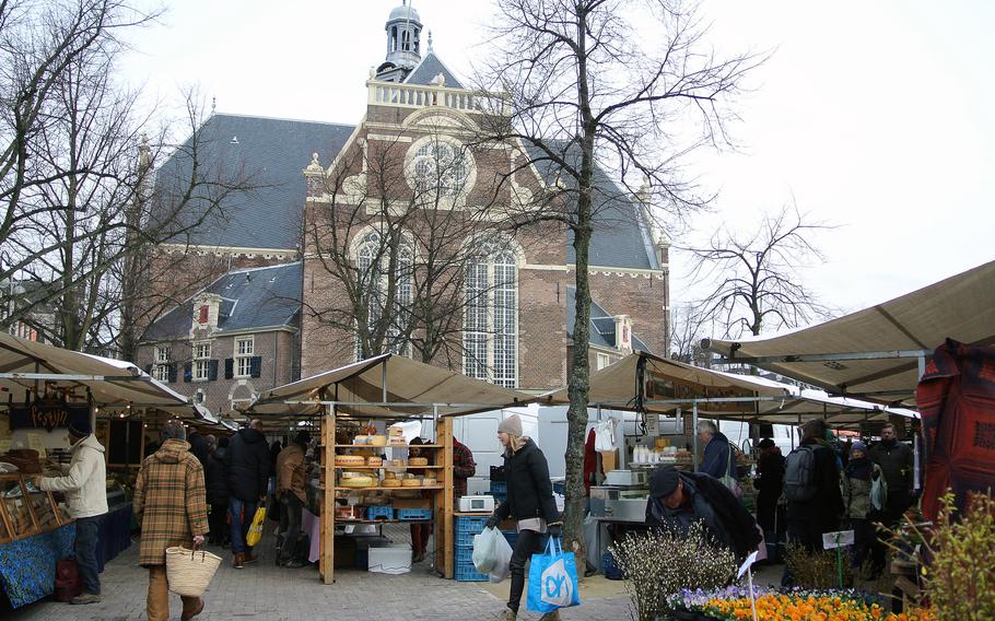 The weekly farmers market on the Noordermarkt in Amsterdam is one of the few lively places on an early Saturday morning.