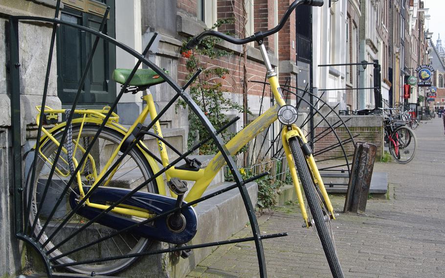 Bicycles are a popular means of transportation in Amsterdam, and they can be a colorful motif for a photo.