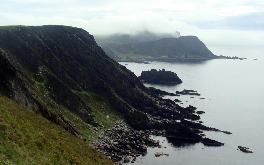 The cliffs of the Mull of Oa on Scotland's Isle of Islay.  Many victims of the Tuscania sinking met their deaths here as their lifeboats crashed into these rocky shores.