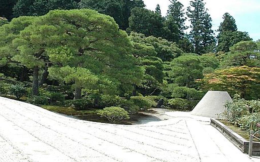 The Ginkaku-ji's grounds feature plenty of bamboo and a sand garden.