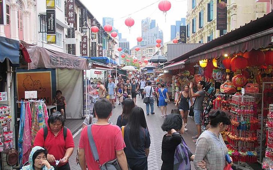 Singapore's Chinatown caters to visitors with various themed shops and restaurants.