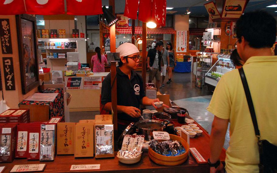 Visitors can sample and buy cookies, tea and liquor.