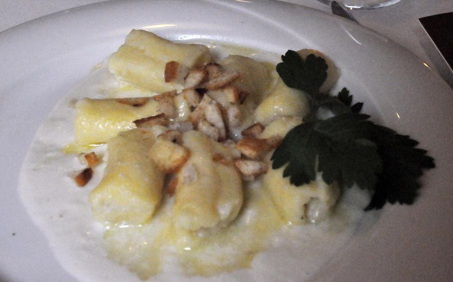 Hostaria Via Caprera offers a seasonal menu of first and second courses, including gnocchi filled with pears. The restaurant in Vittorio Veneto, Italy, is open for lunch and dinner six days a week.