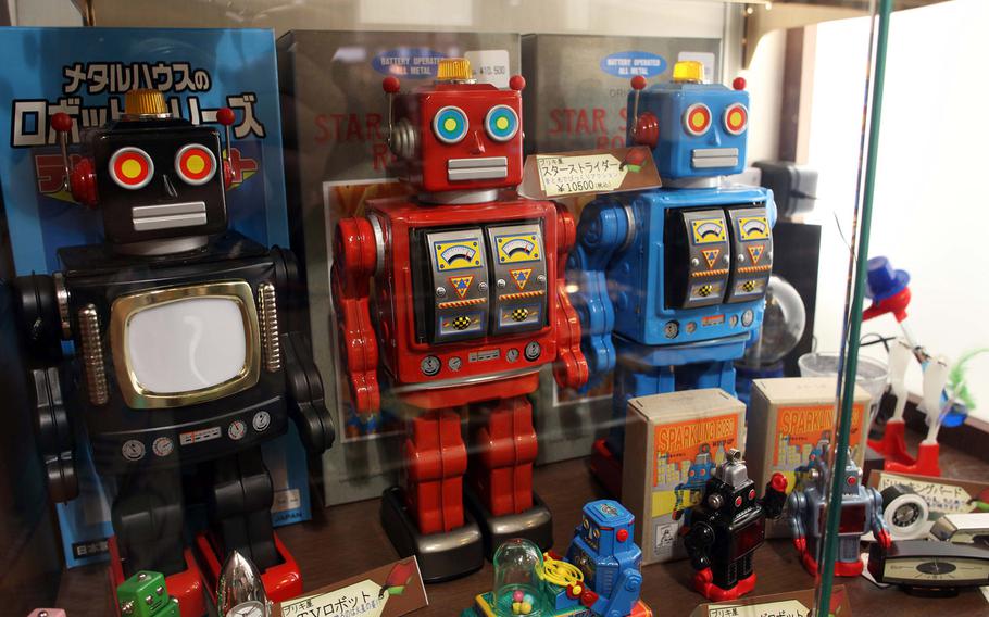 Vintage robot toys at Hakuhinkan Toy Park in Ginza.