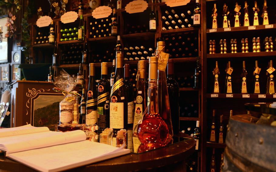A wide variety of wines are offered at Stefan's Wine Paradise in Sankt Goar, Germany.  He and his family also produce delightful liquors, such as blackberry brandy, made from fruits grown on surrounding hills.