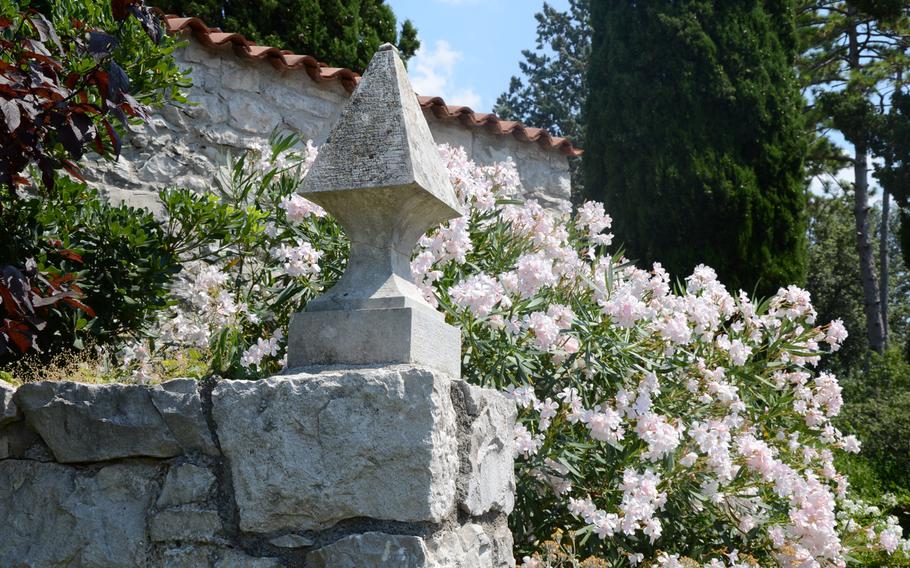 During the summer months, the courtyard of Castello di Duino is surrounded by beautiful flowers.