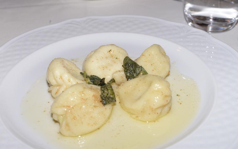 These homemade  ravioli served at Ristorante da Alessandro e Margherita featured a filling of potatoes and mint.