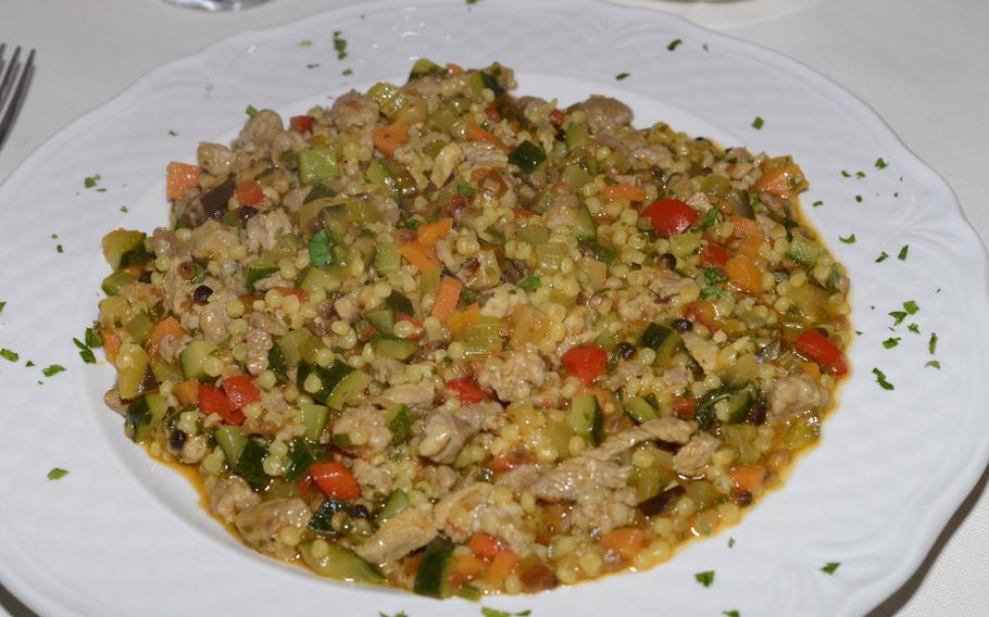 This first course offered at Ristorante da Alessandro and Margherita wouldn't remind most Americans of Italian food. But "fregula" is indeed Italian in nature. It's a specialty of Sardinia and features couscous, mixed vegetables and mixed meats.