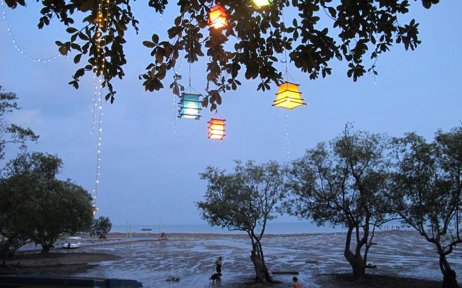 Night falls on east Railay at low tide.