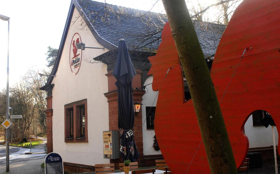 The quaint exterior of á Pollo.The restaurant serves a simple and delicious menu of chicken items near the train station in Kaiserslautern, Germany.