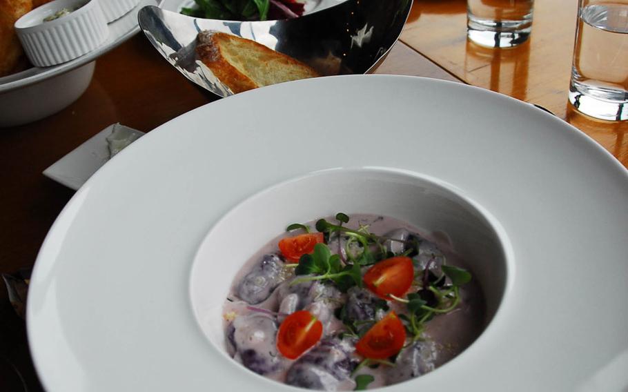 Purple food? Yep, it's a bowl of purple sweet potato gnocchi in a creamy lavendar-colored sauce at Berlin. The dish is served as a lunch set at the Itaewon eatery with bread and salad for 14,000 won, or about $13.