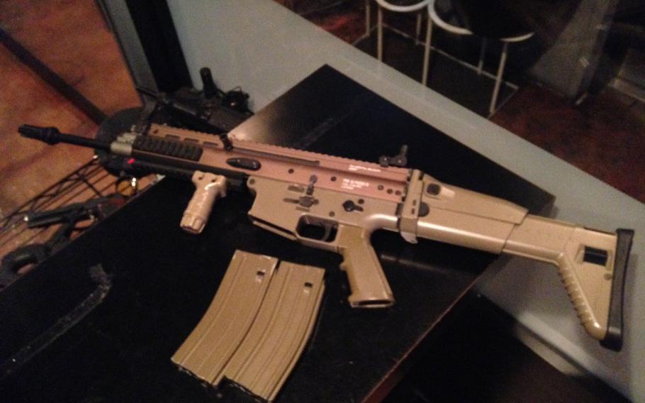 The SCAR machine gun, used by US Special Forces and one of the weapons available in the Call of Duty video games, can be fired at the EA Shooting Bar.