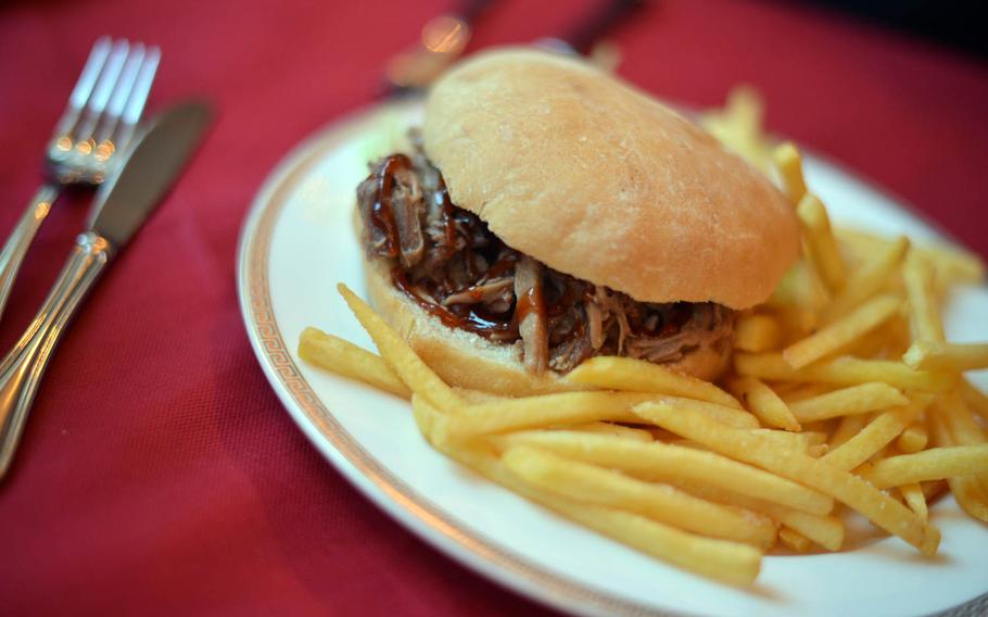 The pulled pork sandwich at Lone Star BBQ Smokehouse in Monte di Procida, Italy, near Naples, boasted a sweet and smoky sauce.