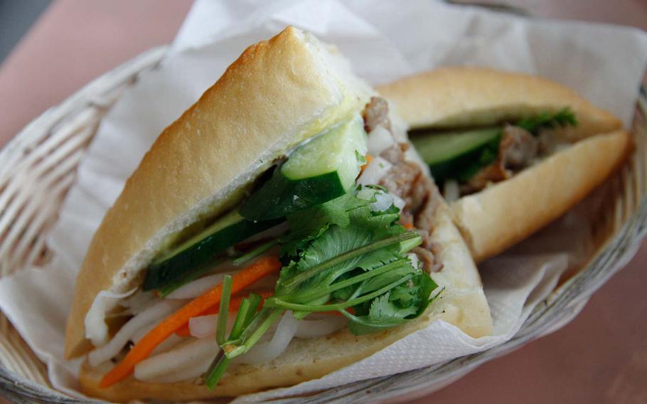 Chock full of the good stuff: a char siu sandwich at Saigon Vietnamese Cuisine in Honolulu satisfies meat and veggie lovers alike.