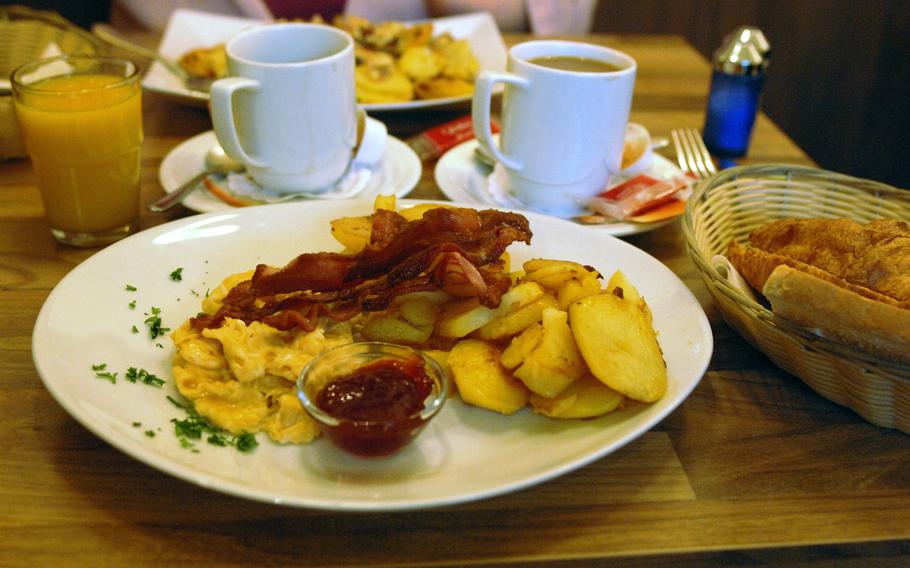 The New York breakfast is served at Sander's Cafe in Landstuhl, Germany. The restaurant serves a wide variety of breakfast items, lunch options, sweets and hot and cold drinks.