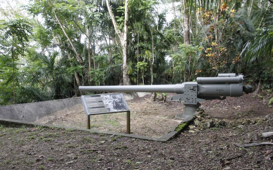 One of three Piti Guns points out at a bay where the Japanese expected the Allied invasion force to land during World War II. The Japanese forced locals to build the gun batteries, but they were not completed before Guam was liberated.
