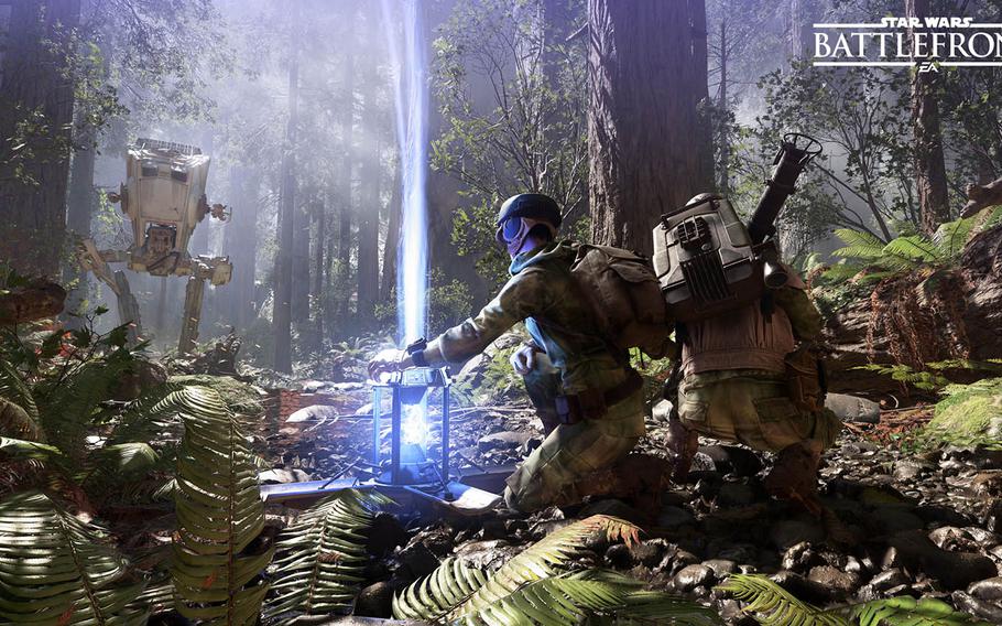 "Star Wars Battlefront" contains some of the most stunning battlefields ever created for a video game. The towering trees and lush undergrowth of the forest moon of Endor are absolutely beautiful. If you look closely, sometimes you can catch sight of the Teddy-bear-like Ewoks watching the action. And if you look beyond the treetops, you can see the dreaded Death Star looming ominously overhead.