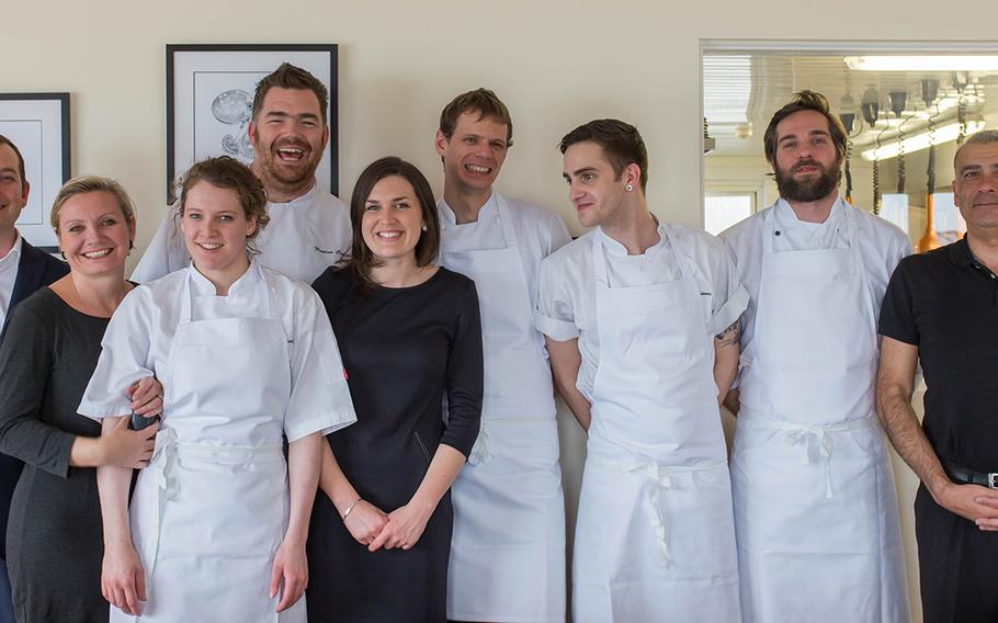 Great British Chef Nathan Outlaw, fourth from left, and his team at the two-Michelin-starred Restaurant Nathan Outlaw in Port Isaac, Cornwall, England. Some of the chef's crew have been with him more than 10 years. "I spend more time with these guys than I do with my own children," jokes Outlaw.