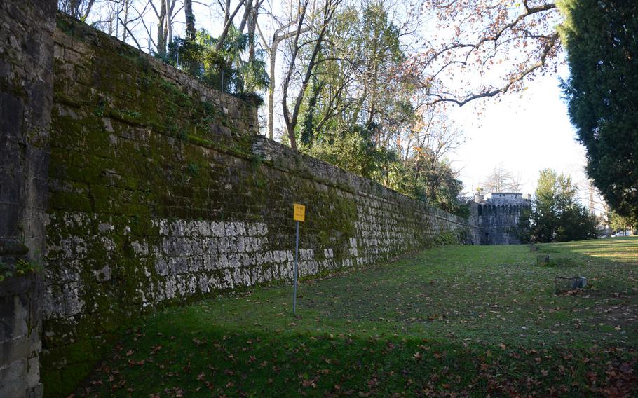 The fortress wall surrounding the old town of Gradisca d'Isonzo, Italy, stands 60-feet tall at some points and dates to the 15th century.