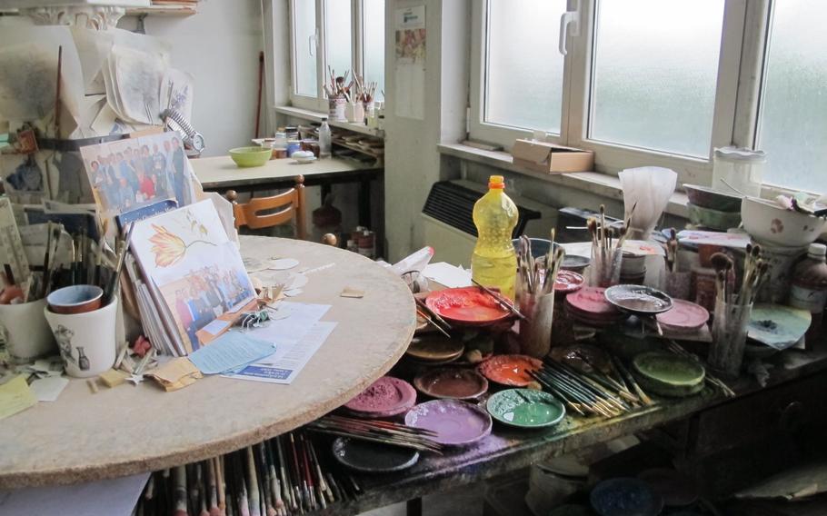 One of the rooms in Ceramiche Larry SKG ceramics factory in Nove, Italy, where a shopper can get personalized plates, signs, bowls and piggy banks.