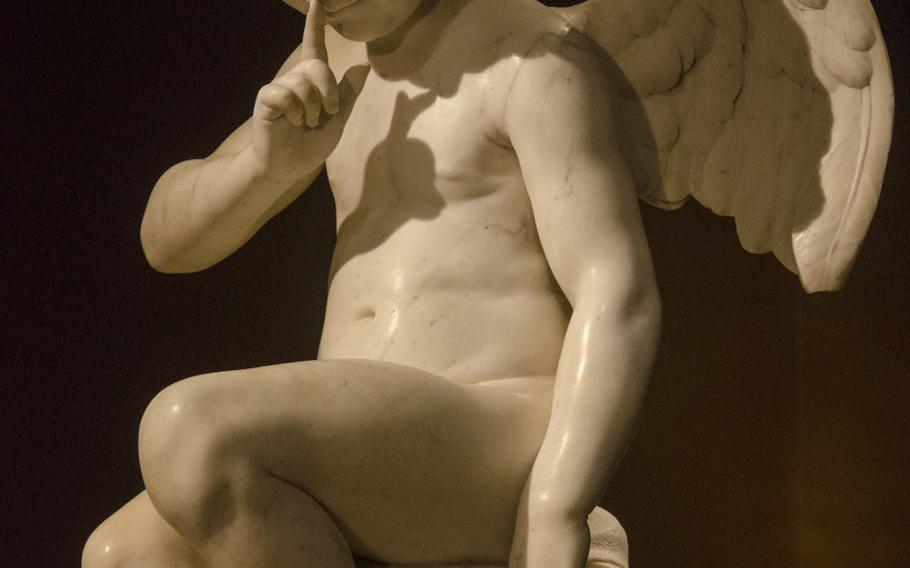 Menacing Love, an 18th century work by the French Rococo sculptor Etienne-Maurice Falconet, is on display at the Liebieghaus museum in Frankfurt, Germany, until the end of March 2016.