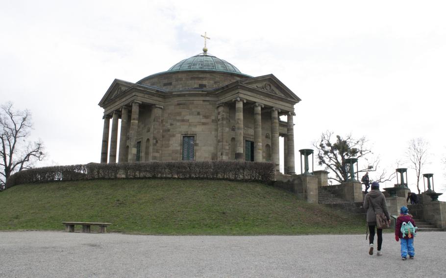 Grabkapelle auf dem Wuerttemberg, a chapel and mausoleum in the Stuttgart district of Untertuerkheim, is dedicated to Queen Katharina. The chapel, pictured here in early March, was built on a hill overlooking Stuttgart nearly 200 years ago.