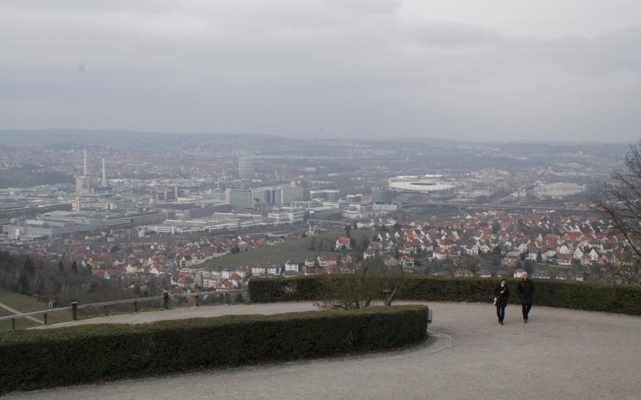 The view from the monument on top of Wuerttemberg Hill offers sweeping views of the Neckar Valley and Stuttgart.