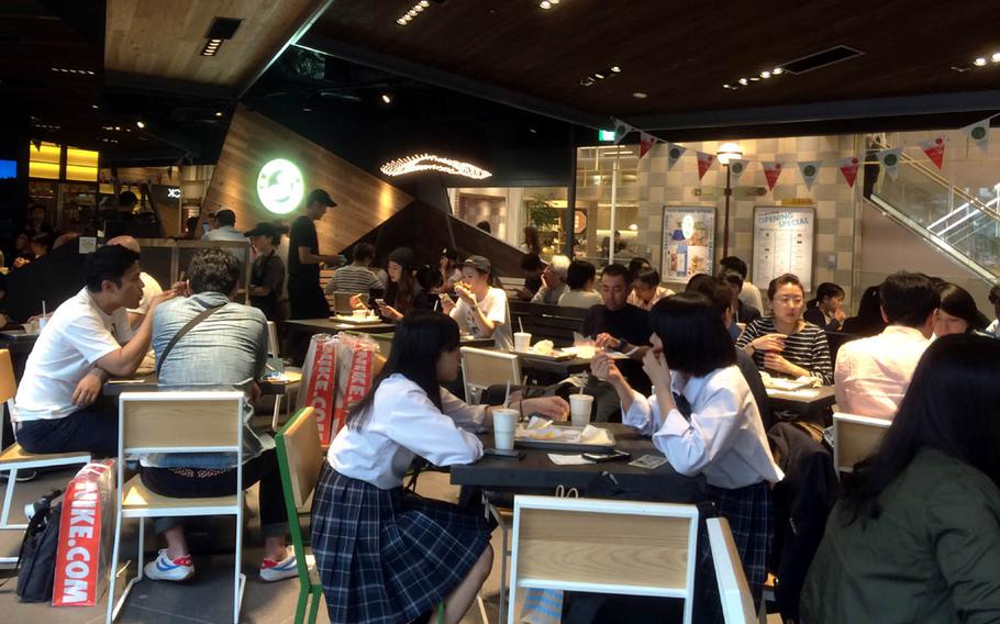 It's a full house on a Friday afternoon at Shake Shack's new Ebisu location in Tokyo.