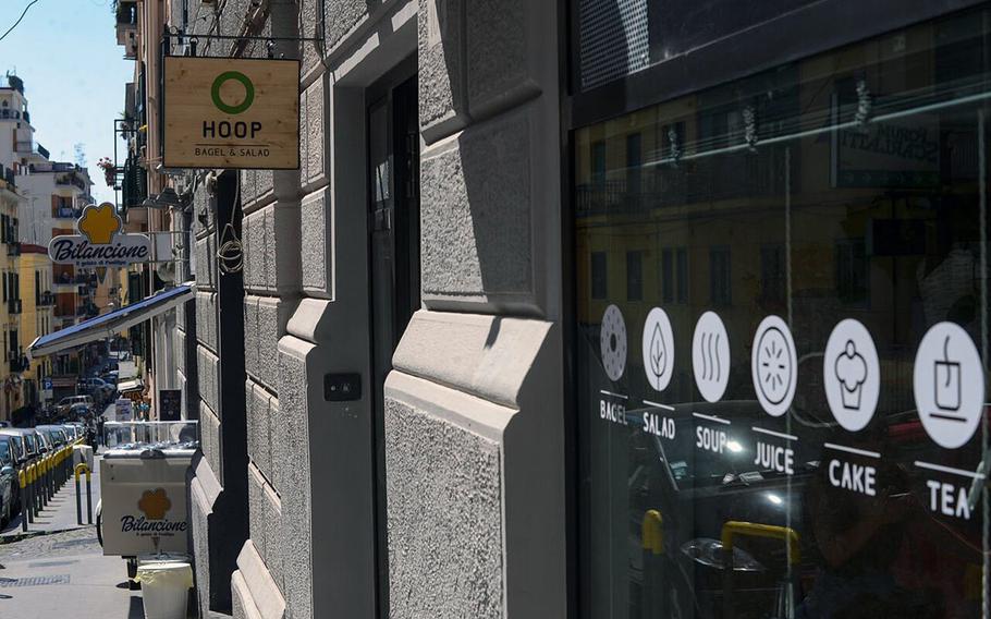 Hoop Bagel and Salad opened in April 2016 in the Vomero neighborhood of Naples, Italy.