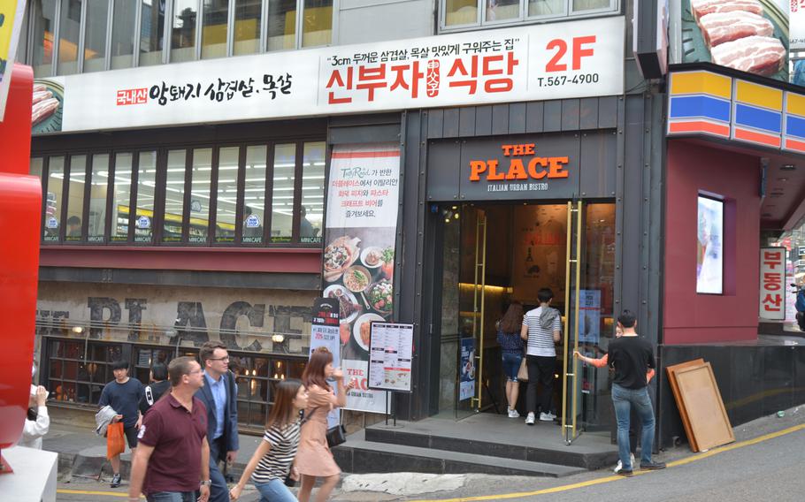 The Place, an Italian restaurant chain in Seoul, has several locations. The one we went to is at 96 gil, Gangnamdaero, Gangnam-gu, Seoul.