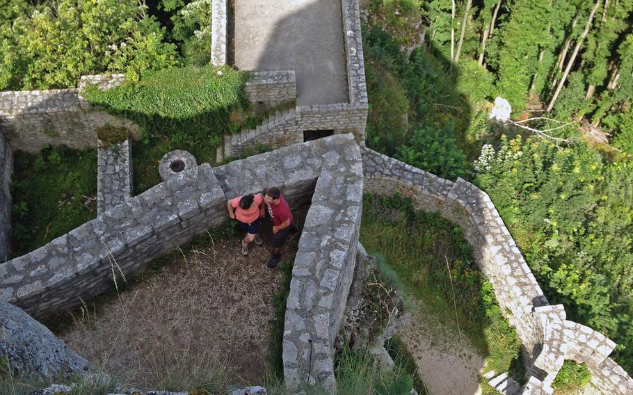 The view down from the top of the Reussenstein ruins. The old castle is surrounded by park land and hiking trails.