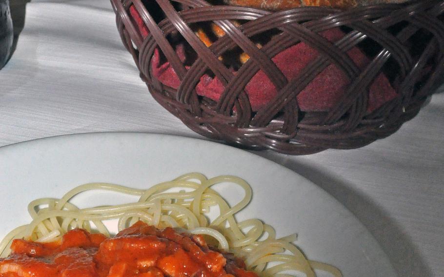 This plate of spaghetti with meat sauce was served within a few minutes of ordering at Trattoria da Marisa e Bruno just a few minutes away from the gates of Aviano Air Base, Italy.