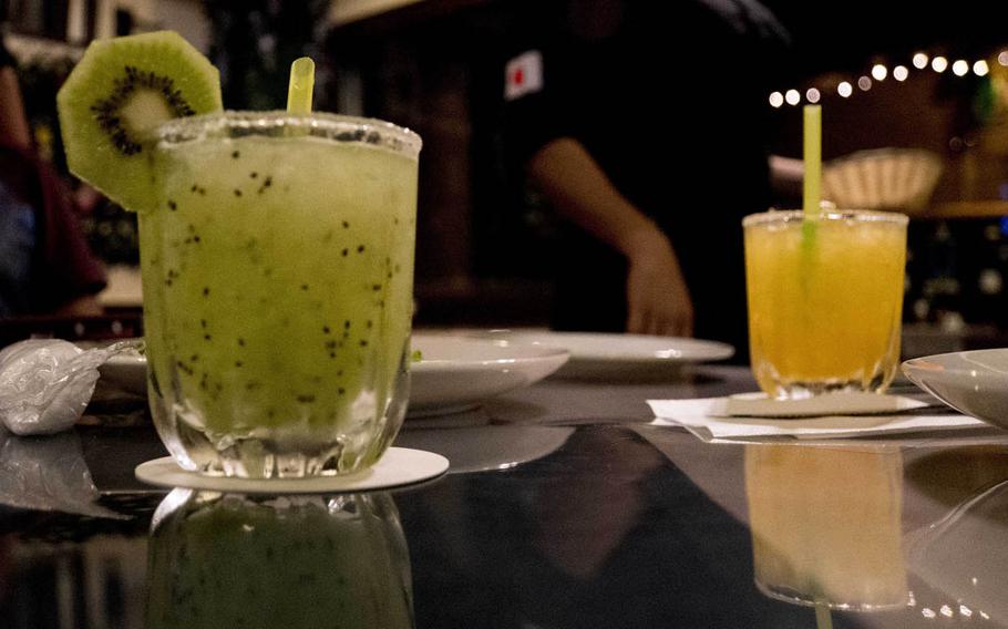 The array of fresh fruit juices is extensive at Bovino's on Okinawa. There are 13 options, and mixing is encouraged whether it you choose two fruits or liquor.