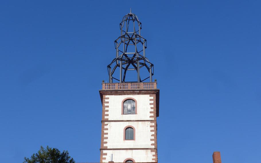 The distinct steeple of the Johanneskirche in Hanau. Like much of the German city, it was destroyed during World War II, and rebuilt.