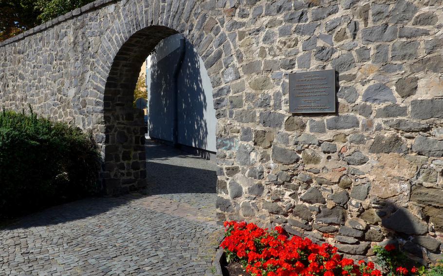 The wall and gate to the Jewish ghetto in Hanau, Germany. Jewish citizens played a large role in the cultural and economic life of the city until the community was destroyed by the Nazis.