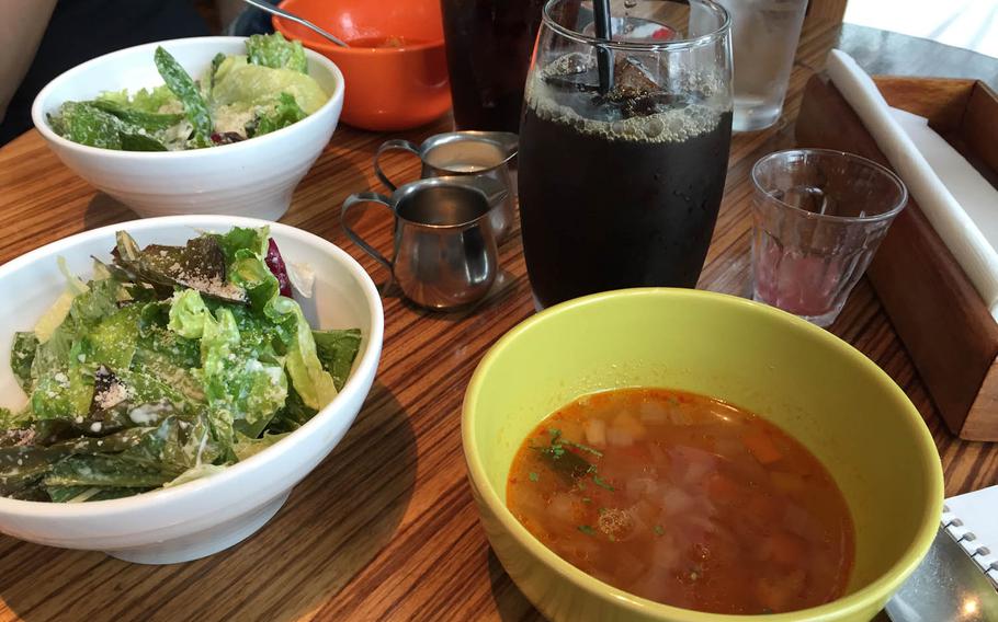 The lunch set at Mucho Modern Mexicano near Tokyo Station in Japan costs 1,000-yen (about $10) and includes a salad, soup and a drink.