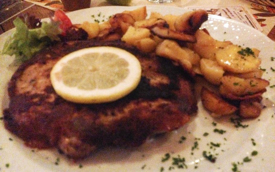 One of the chef's favorites at Brauhaus Castel in Mainz-Kastel, Germany, is a Bavarian-style ''cordon bleu,'' which is filled with veal sausage, sweet mustard, cheese and onions. The restaurant, which has an adjoining brewery, offers four types of beer and a large menu of traditional German cuisine and more contemporary fare.