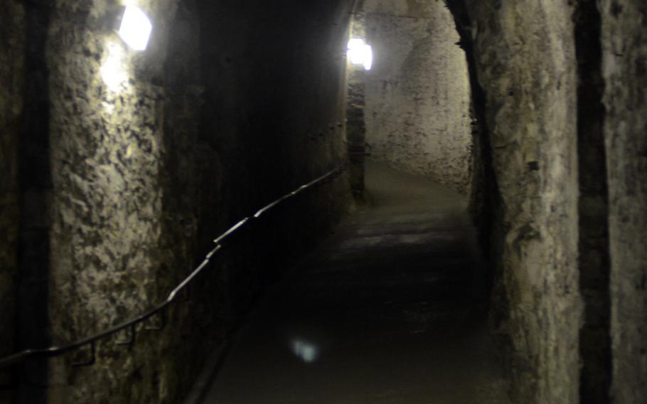 A passageway in the medieval tunnels inside Dover Castle.