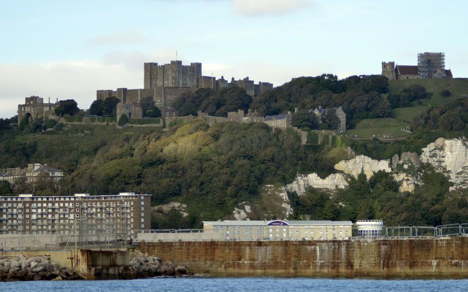 A view of Dover Castle in Kent, England, from the English Channel. Also known as the "Key to England," the castle hosts more than 2,000 years of history and played a crucial role in the defense of the realm for more than 900 years.