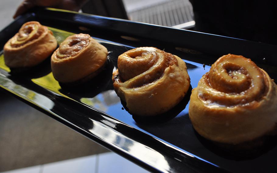 Cinnamon rolls fresh from the oven are among the treats that will satisfy one's sweet tooth at the Santa Monica Pastry Shop.