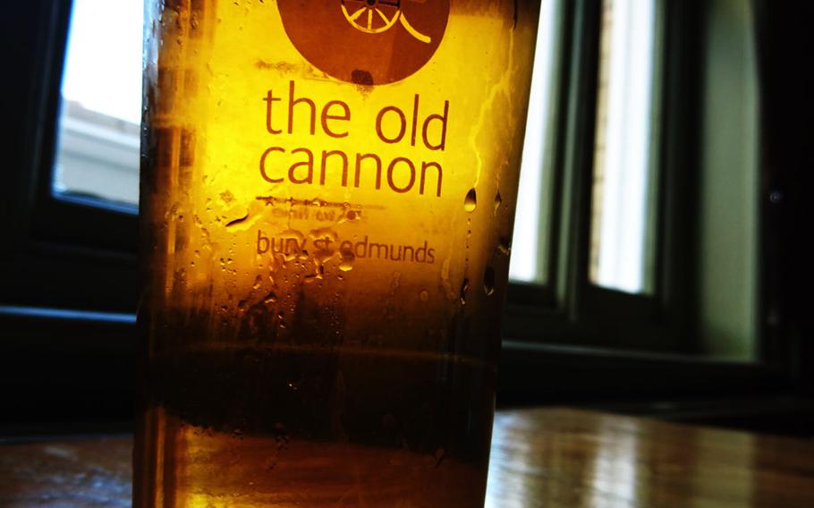 A pint of Blonde Bombshell at The Old Cannon Brewery in Bury St. Edmunds, Suffolk, England.