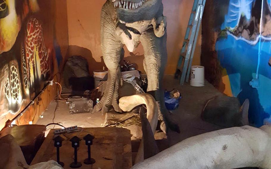 Props used in the filming of "Jurassic World" are displayed at the Kualoa Ranch movie museum in Hawaii.