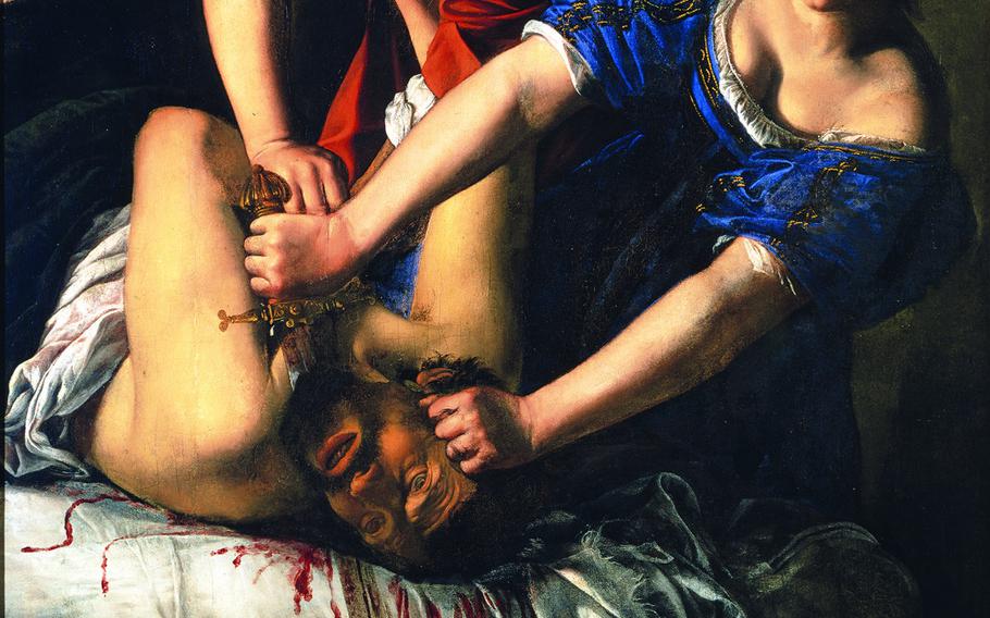 "Judith Slaying Holofernes," an early 17th-century painting by Artemisia Gentileschi, is on display at Museum Wiesbaden in Wiesbaden, Germany. Gentileschi was the first woman admitted to the Florence Academy of Fine Arts.