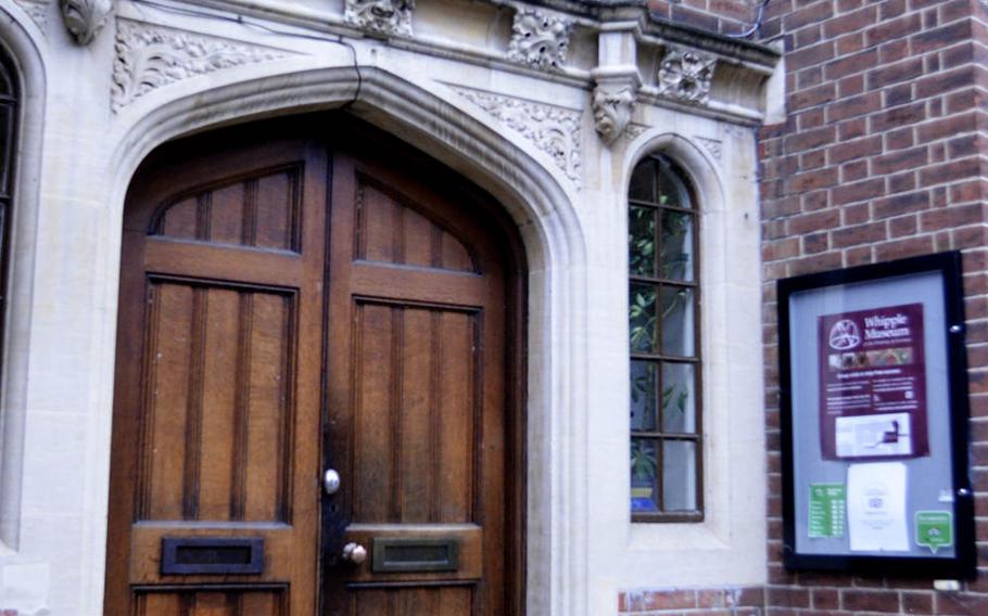 The front entrance to the Whipple Museum. It forms part of the Department of History and Philosophy of Science at the University of Cambridge.