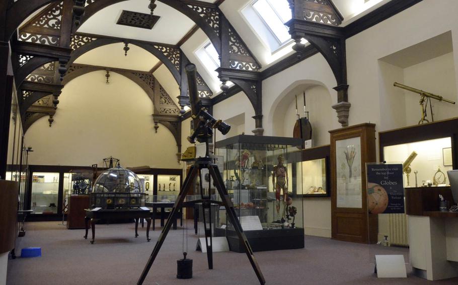 The main gallery of the Whipple Museum of the History of Science in Cambride, England. The free admission museum was founded in 1944 when Robert Stewart Whipple presented his collection of scientific instruments to the University of Cambridge.